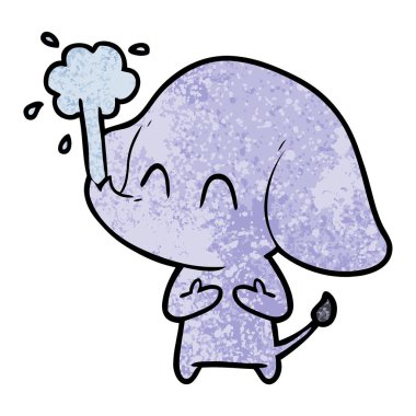 sevimli çizgi fil spouting su