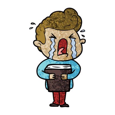 adam ağlıyor çizgi film vektör çizim