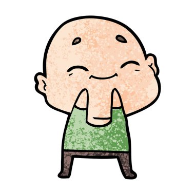 karikatür mutlu kel adam