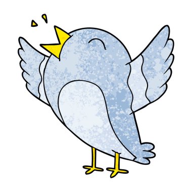 vektör çizim tasarım beyaz arka plan üzerinde izole sevimli çizgi kuş