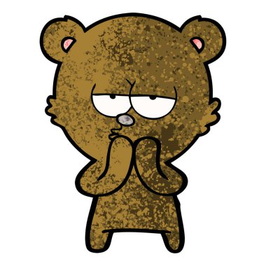 vektör çizim sıkılmış ayı çizgi film