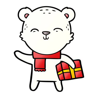 Kutup ayısı Noel mevcut karikatür ile