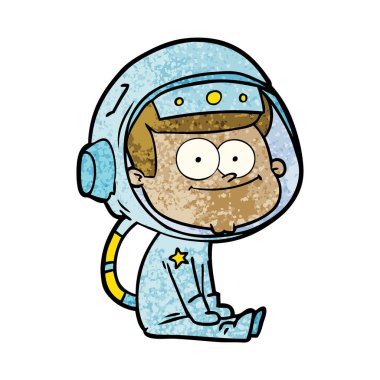 mutlu astronot karikatür vektör çizim