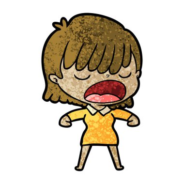 yüksek sesle konuşuyor karikatür kadın