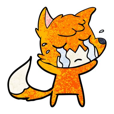 Tilki çizgi film ağlama vektör çizim