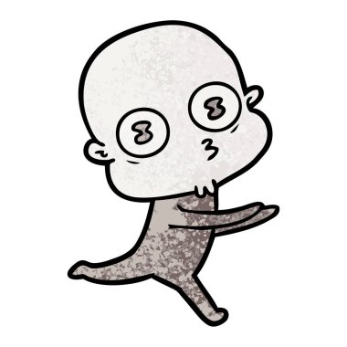 vektör çizim karikatür garip kel uzay adamı