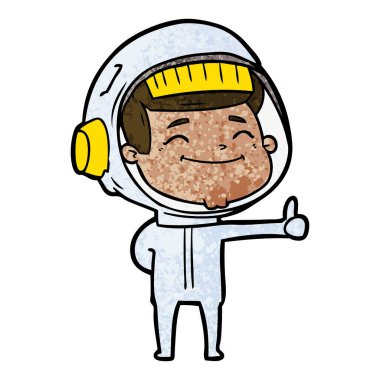 mutlu karikatür astronot vektör çizim
