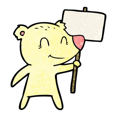 işaret tutan karikatür ayı