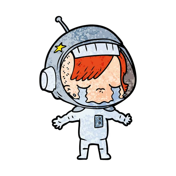 Kreskówka Płacz Dziewczynę Astronauta — Wektor stockowy