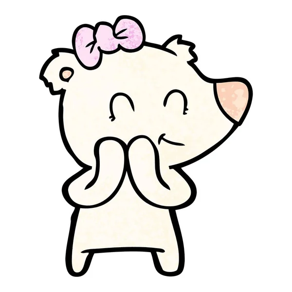 害羞的女性北极熊动画片 — 图库矢量图片