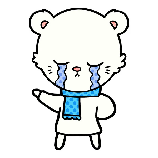 Triste Petit Ours Polaire Dessin Animé — Image vectorielle