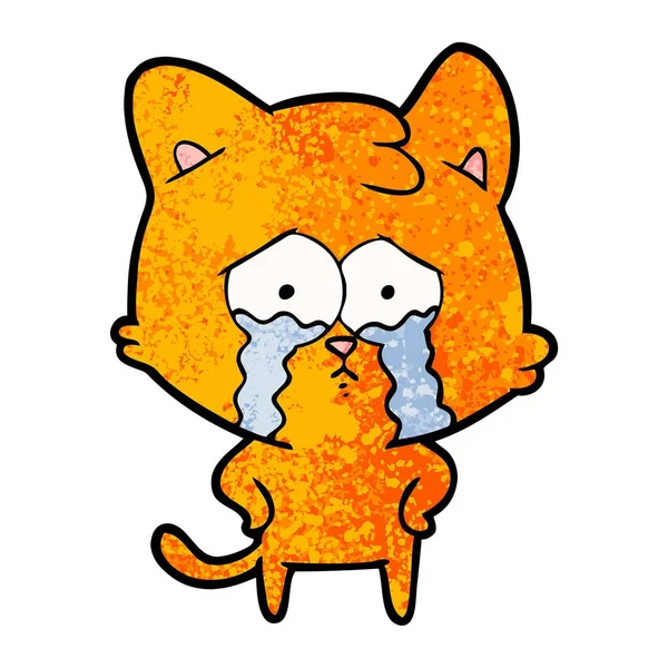 vektör çizim karikatür ağlayan kedi
