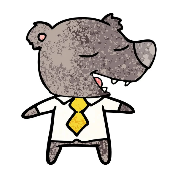 卡通熊穿衬衫和领带 — 图库矢量图片