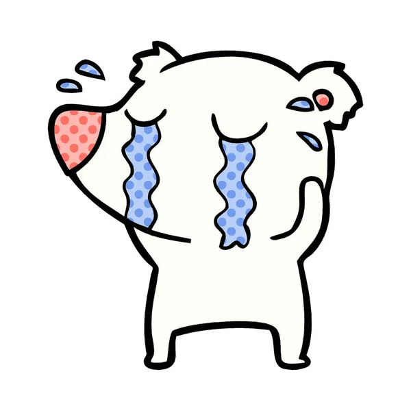 Triste Poco Polar Oso Dibujos Animados — Vector de stock