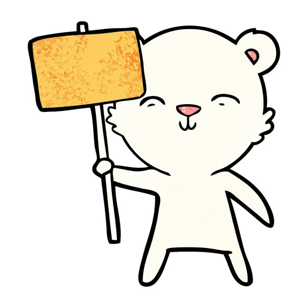 北极熊与抗议标志卡通 — 图库矢量图片