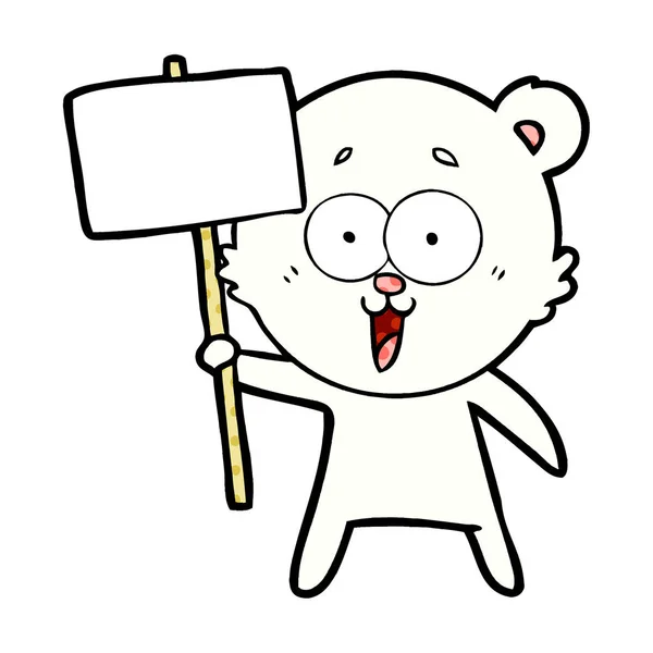 Eisbär Mit Protestschild Karikatur — Stockvektor
