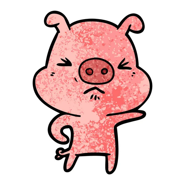 Illustration Vectorielle Cochon Colère Dessin Animé — Image vectorielle