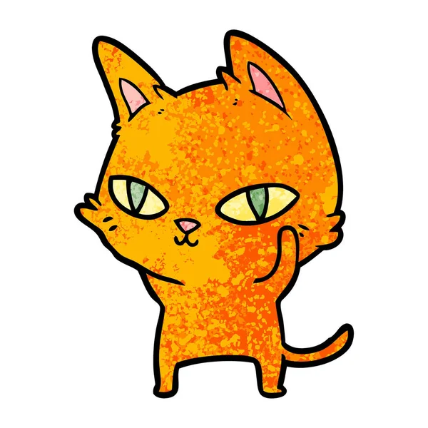 Gato Dibujos Animados Con Ojos Brillantes — Vector de stock