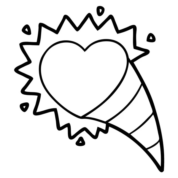 Desenho Animado Tiro Amor Coração Sinal — Vetor de Stock
