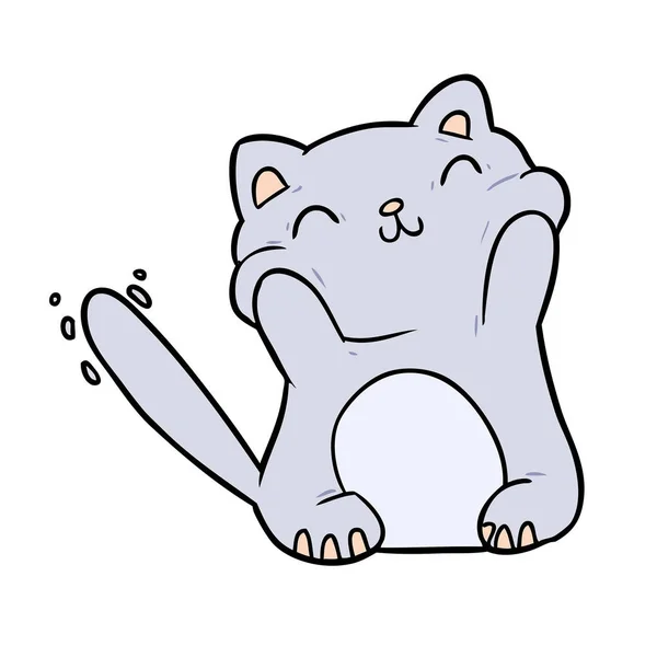 Sehr Glücklich Süße Cartoon Katze — Stockvektor