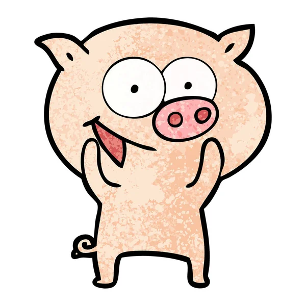 Illustration Vectorielle Dessin Animé Cochon Joyeux — Image vectorielle