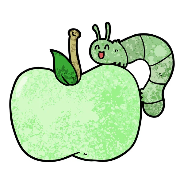 Dessin Animé Pomme Insecte — Image vectorielle