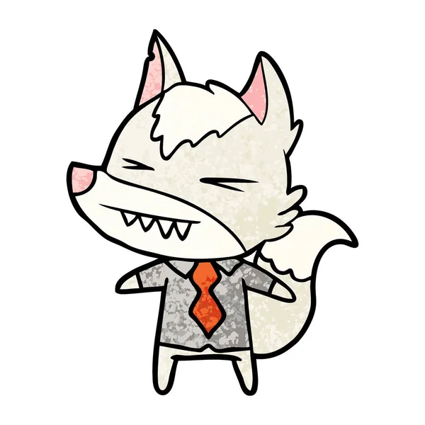 怒っているオオカミ上司漫画 — ストックベクタ