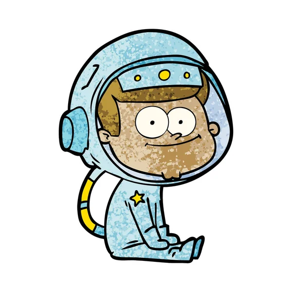 Vektor Ilustrasi Kartun Astronot Bahagia - Stok Vektor