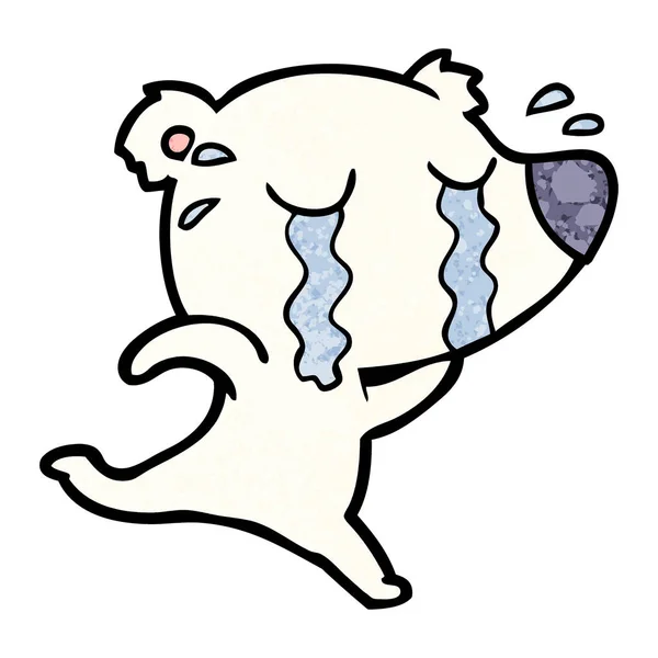 Triste Piccolo Cartone Animato Orso Polare — Vettoriale Stock
