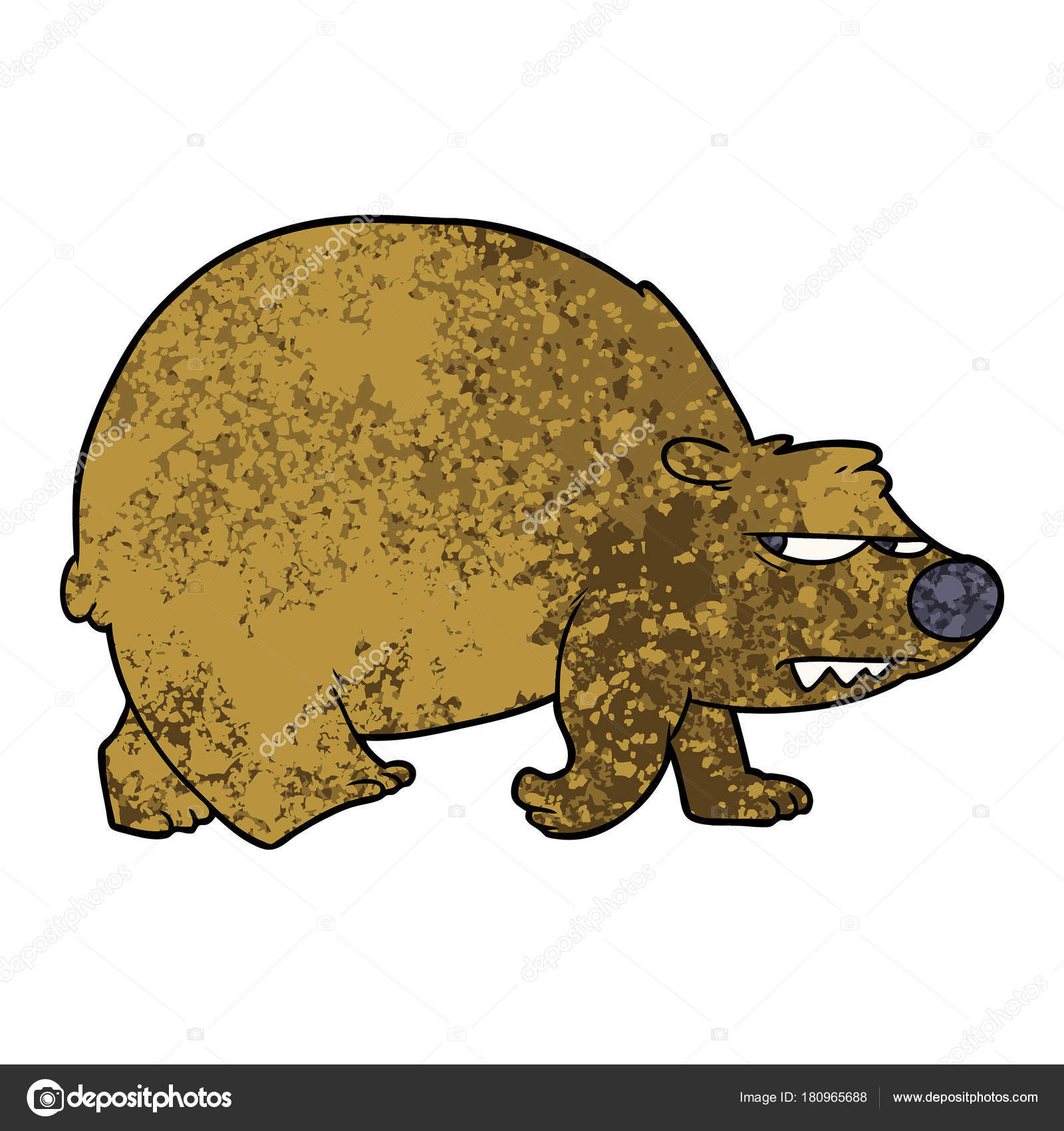 urso de desenho animado de estilo de cor plana mostrando os dentes