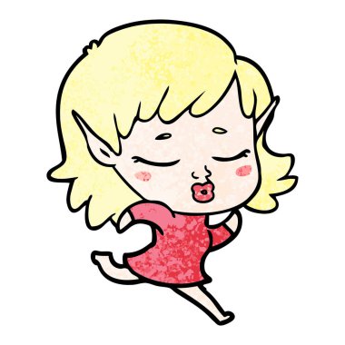 vektör çizim karikatür elf kızı