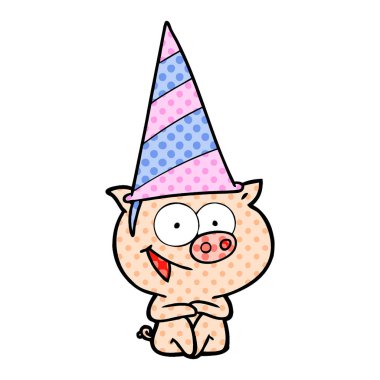 neşeli oturma domuz çizgi film