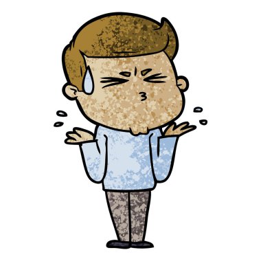 vektör çizim karikatür adam terleme