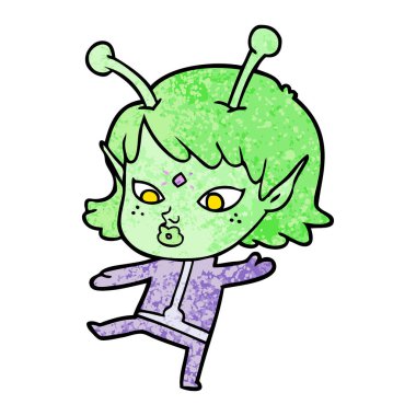 vektör çizim karikatür uzaylı kız