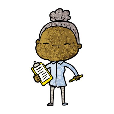 çizgi film huzurlu yaşlı kadın