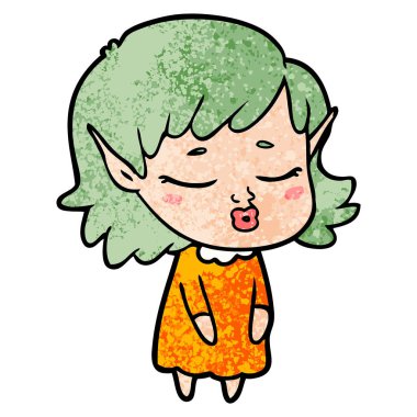 vektör çizim karikatür elf kızı