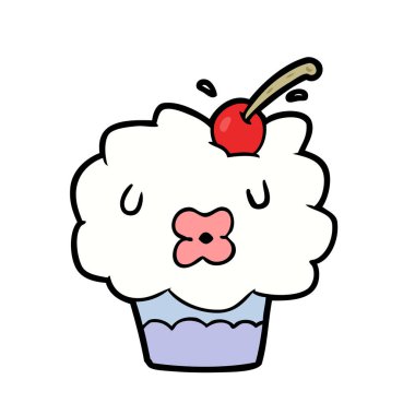 komik karikatür cupcake vektör çizim