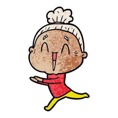 karikatür mutlu yaşlı kadın