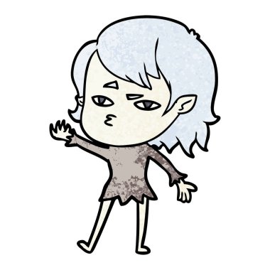 Çizgi filmdeki vampir kızın vektör çizimi