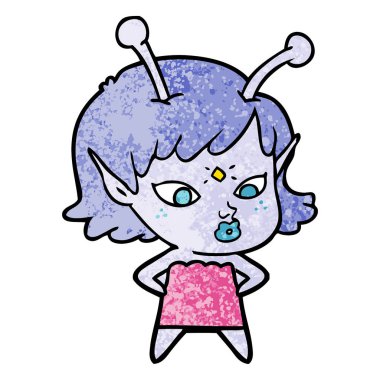 vektör çizim karikatür uzaylı kız