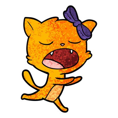 vektör çizim karikatür esneme kedi