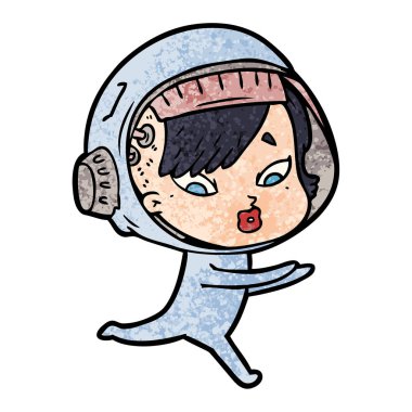 vektör çizim karikatür astronot kadın