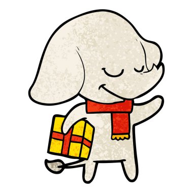 vektör çizim karikatür fil gülümseyen