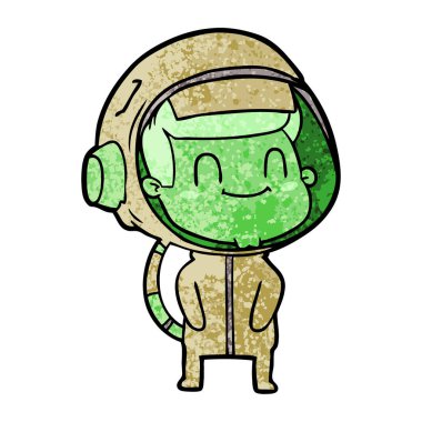 mutlu karikatür astronot vektör çizim