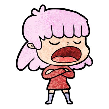 yüksek sesle konuşuyor karikatür kadın