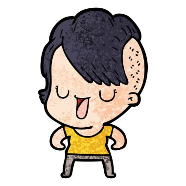 çizgi film keskin mutfak bıçak sevimli çizgi kız hippi saç kesimi ile