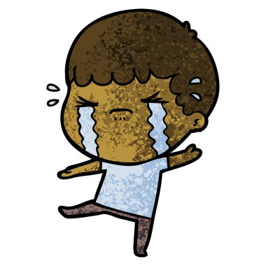 vektör çizim karikatür adam ağlıyor