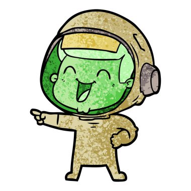 mutlu karikatür astronot vektör çizim
