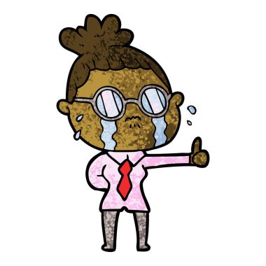 çizgi film ağlayan kadın gözlük takıyor