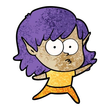 vektör çizim karikatür elf kızı